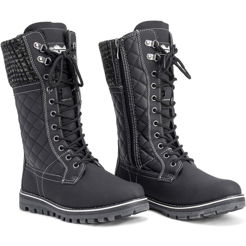 NWOT Stylish Black & Gray Quilted Women's Boots